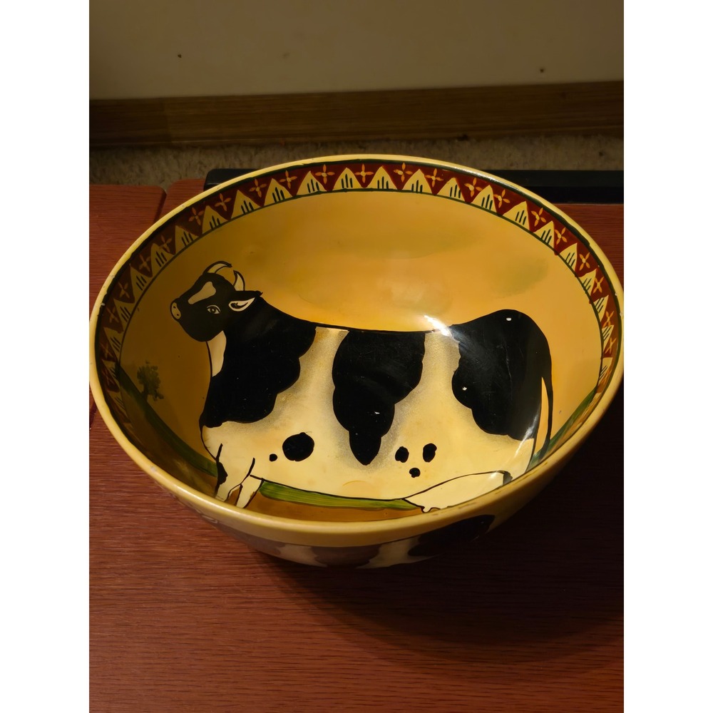 Vintage Farmhouse Decorative Cow Ceramic Bowl Rustic Country Kitchen Decor